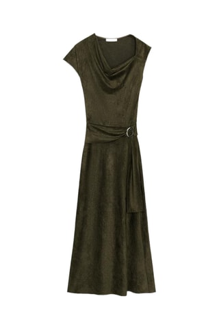 Robe midi en velours - Vert foncé