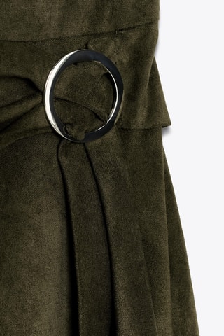 Robe midi en velours - Vert foncé