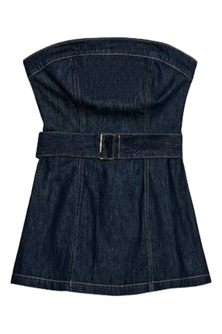 Top bustier en jean - Bleu marine