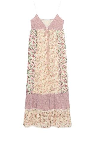Robe longue - Beige et rose