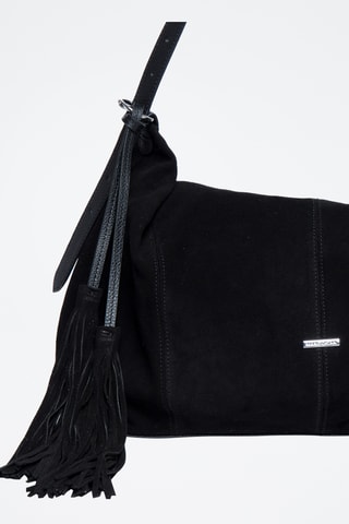 Sac porté épaule en croûte de cuir Nili - Noir