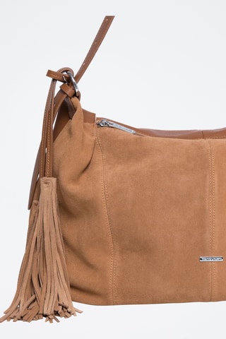 Sac porté épaule en croûte de cuir Nili - Marron