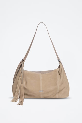 Sac porté épaule en croûte de cuir Nili - Beige