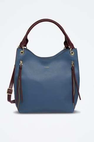 Sac porté épaule en cuir Nicole - Bleu