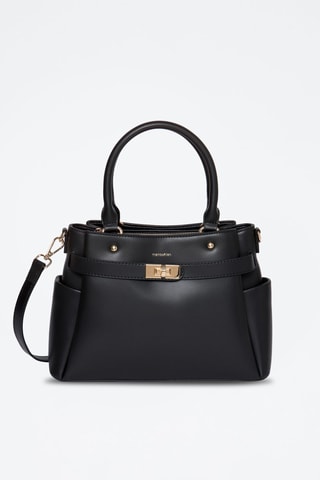 Sac à main en croûte de cuir Naila - Noir