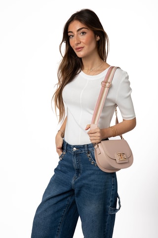 Sac bandoulière en cuir Rosaly - Noir - Nude