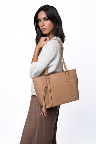 Sac porté épaule en cuir Carambole - Beige