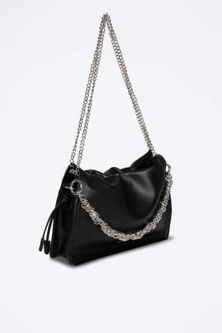 Sac porté épaule en croûte de cuir Malia - Noir