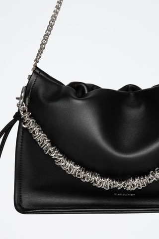 Sac porté épaule en croûte de cuir Malia - Noir