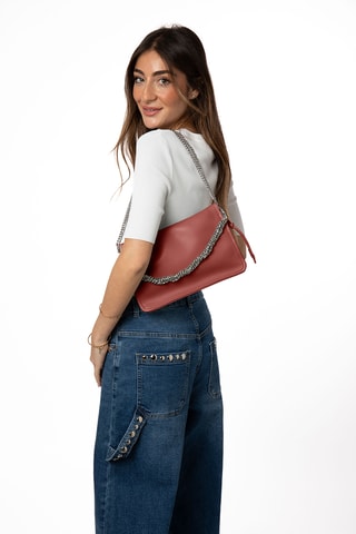 Sac porté épaule en croûte de cuir Malia - Marron