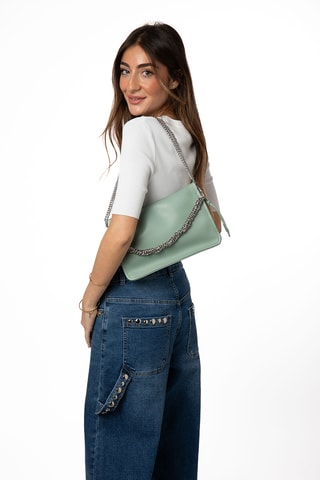 Sac porté épaule en croûte de cuir Malia - Vert clair