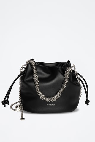 Sac seau en croûte de cuir Maguy - Noir