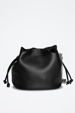 Sac seau en croûte de cuir Maguy - Noir