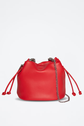 Sac seau en croûte de cuir Maguy - Rouge