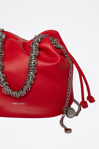 Sac seau en croûte de cuir Maguy - Rouge