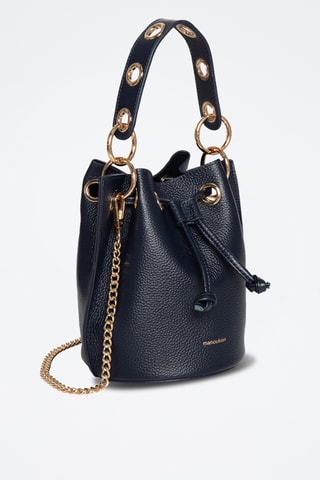 Sac seau en cuir Eden - Bleu marine