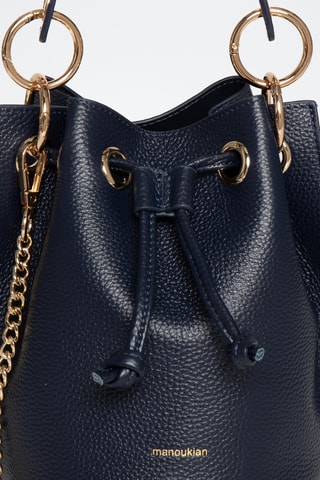 Sac seau en cuir Eden - Bleu marine