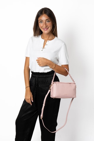 Sac porté épaule en cuir Prunelle - Rose