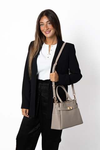 Sac à main en croûte de cuir Naila - Taupe