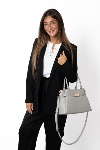 Sac à main en croûte de cuir Naila - Gris