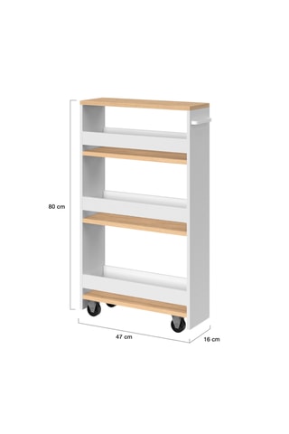 Mueble auxiliar con ruedas - 3 niveles - Blanco