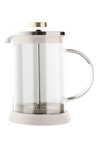 Cafetière théière à piston en acier inoxydable et verre borosilicate Sahara Collection - 800 ml - Blanc