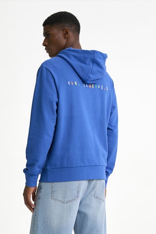 Sweat en coton biologique à capuche - Bleu