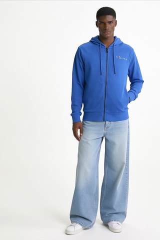 Sweat en coton biologique à capuche - Bleu