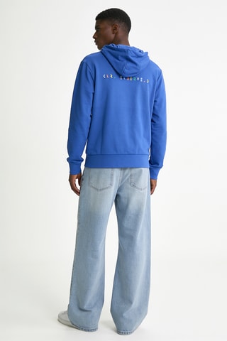 Sweat en coton biologique à capuche - Bleu