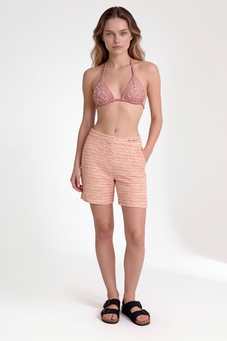 Short en tweed taille haute - Orange