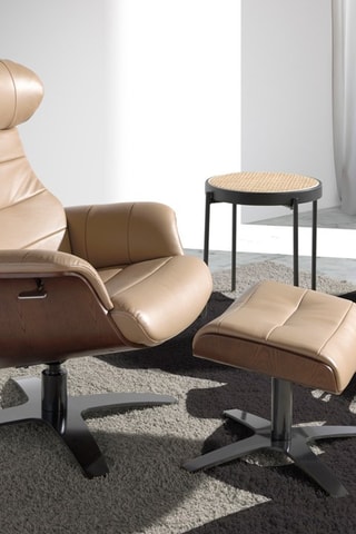 Pouf - Neutro e beige - In pelle
