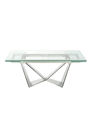 Tavolo da pranzo allungabile - Trasparente e cromato - Piano in vetro - Lunghezza 160-220 cm