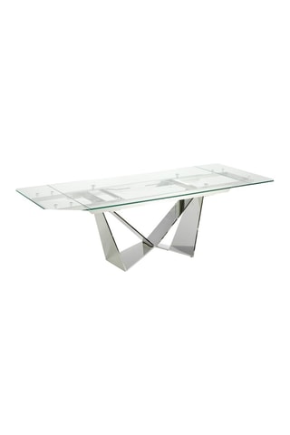 Tavolo da pranzo allungabile - Trasparente e cromato - Piano in vetro - Lunghezza 160-220 cm