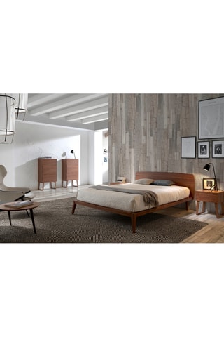 Letto in legno placcato noce e pino - Area materasso 160 x 200 cm
