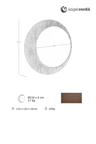Specchio in noce - 110 x 3 x 110 cm - Neutro