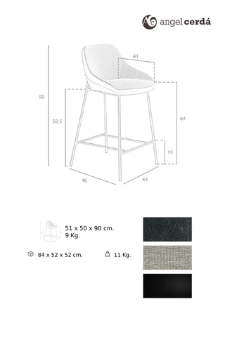 Sgabello da bar - Nero e grigio