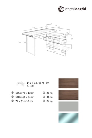 Scrivania 2 cassetti - 140 x 75 x 127 cm