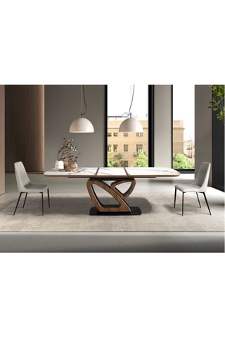 Tavolo da pranzo estensibile in legno placcato noce e ceramica marmo - 180/230 x 76 x 100 cm