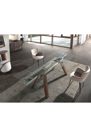 Tavolo da pranzo allungabile in vetro e noce - 160/240 x 76 x 90 cm