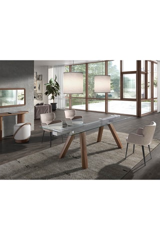 Tavolo da pranzo allungabile in vetro e noce - 160/240 x 76 x 90 cm