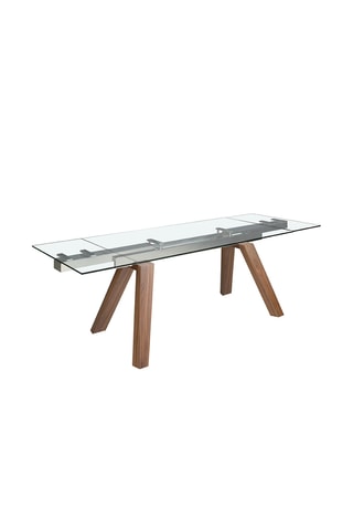 Tavolo da pranzo allungabile in vetro e noce - 160/240 x 76 x 90 cm