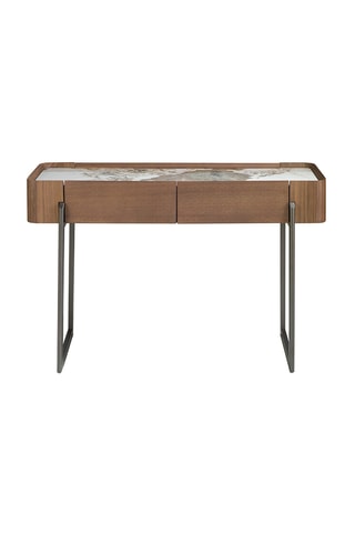 Console 2 cassetti in legno placcato noce - 120 x 76 x 40 cm