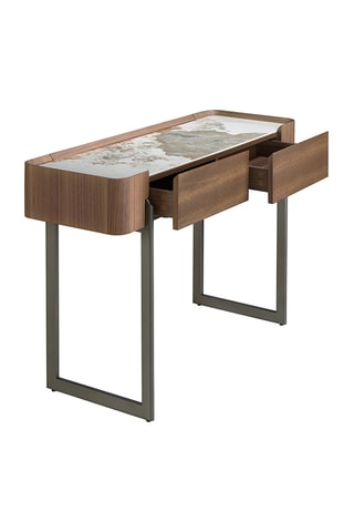 Console 2 cassetti in legno placcato noce - 120 x 76 x 40 cm