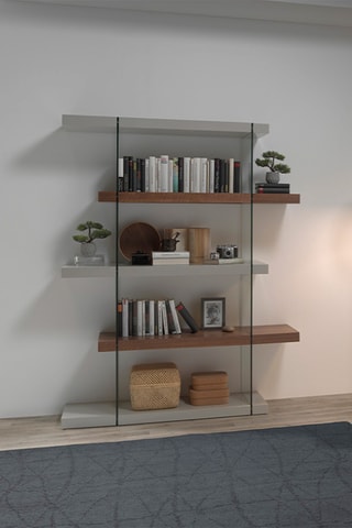 Libreria - Effetto noce e grigio chiaro