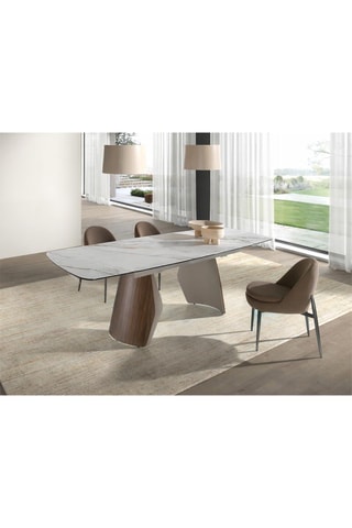Tavolo da pranzo allungabile in porcellana e legno - 180/270 x 100 x 76 cm