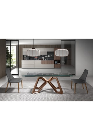 Tavolo da pranzo allungabile in vetro e legno - 160/240 x 90 x 76 cm