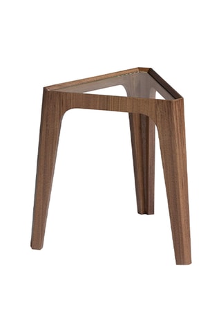 Tavolino in vetro e legno placcato noce - 34 x 34 x 42 cm