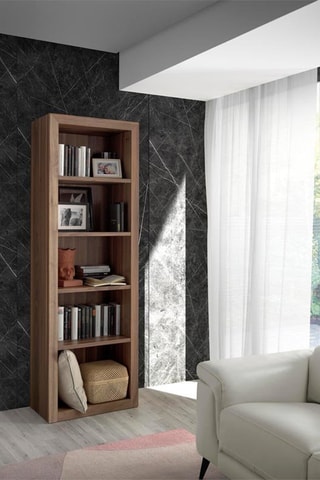 Libreria - Effetto noce - Struttura in legno placcato noce - 67 x 42 x 202 cm