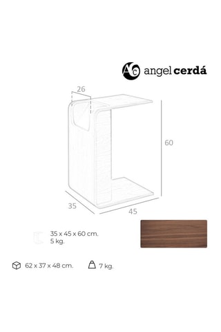Tavolino - Neutro - Struttura in legno placcato noce - 60 x 45 x 35 cm