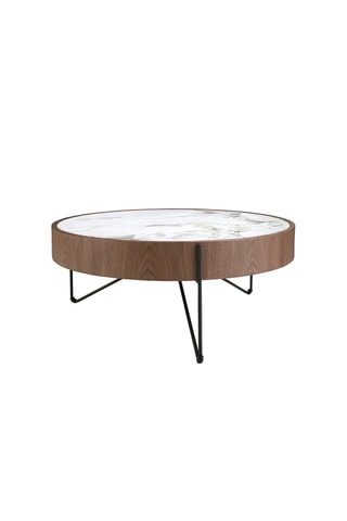 Tavolino porcellana e legno - 81 x 81 x 33 cm